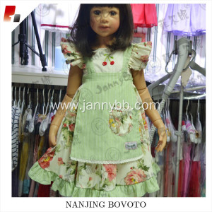 JannyBB sweet green floral printed apron dress